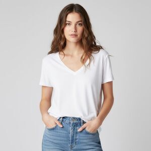 BP. White Short Sleeve T-Shirt V-Neck Size Large NWOT